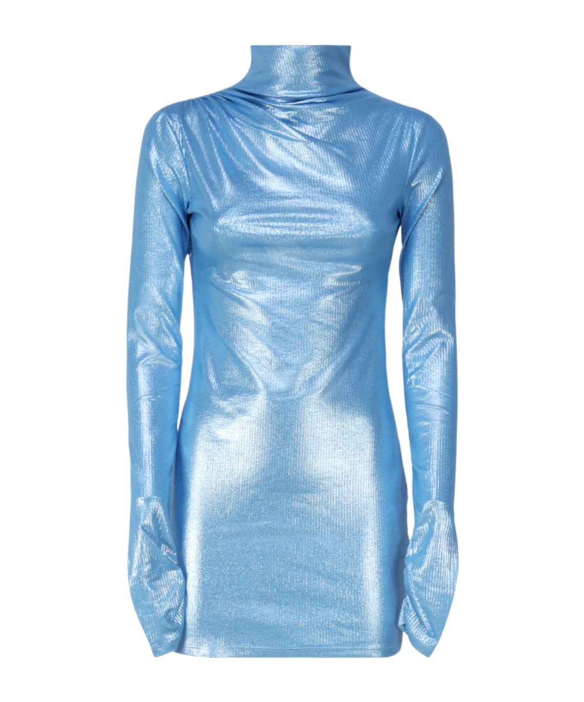 The Andamane High Neck Dress With Neckline In Blue