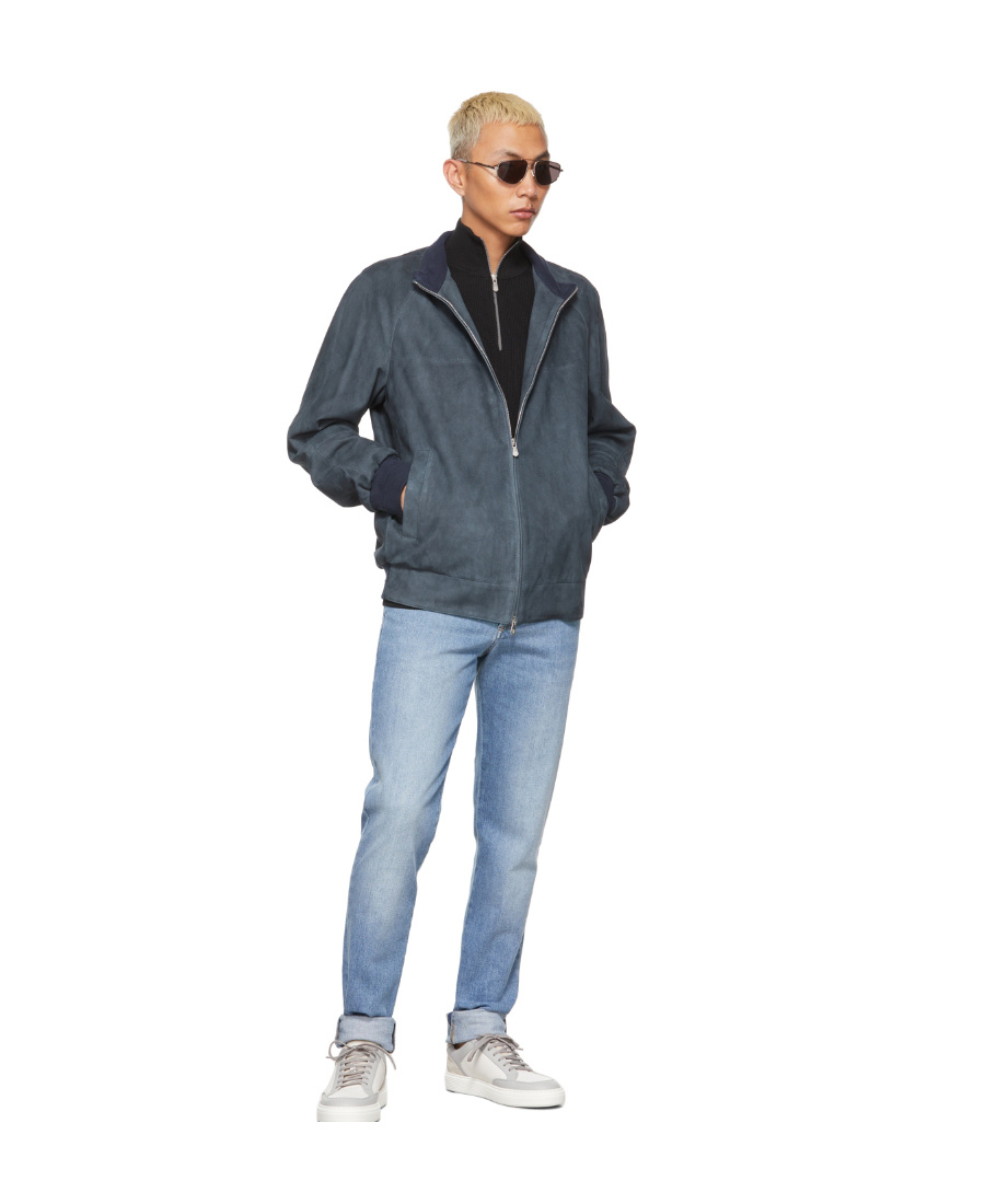 Brunello Cucinelli English Rib Cotton Sweater With Zip Opening And Raglan Sleeves In Black