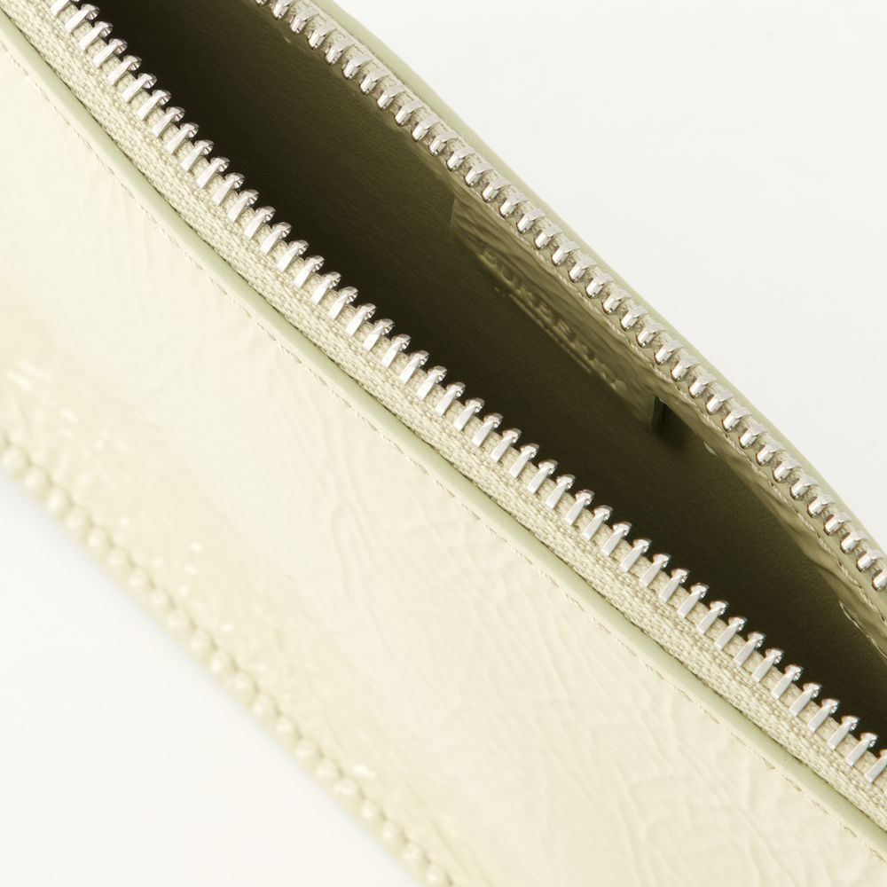 Burberry Pastel Green Leather Micro Shield Crossbody Bag In Nude