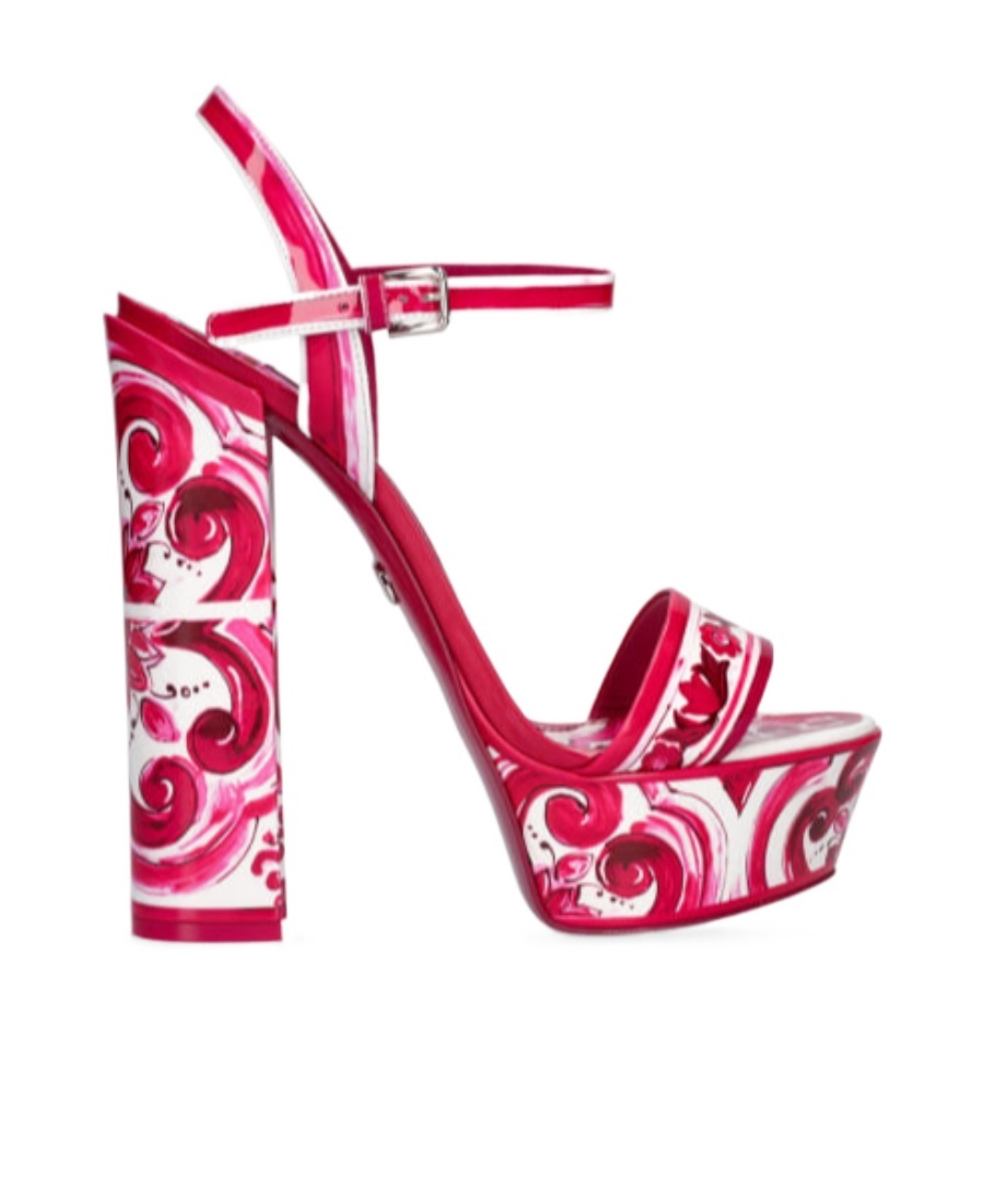 Dolce & Gabbana Printed Leather Ankle-strap Platform Sandals