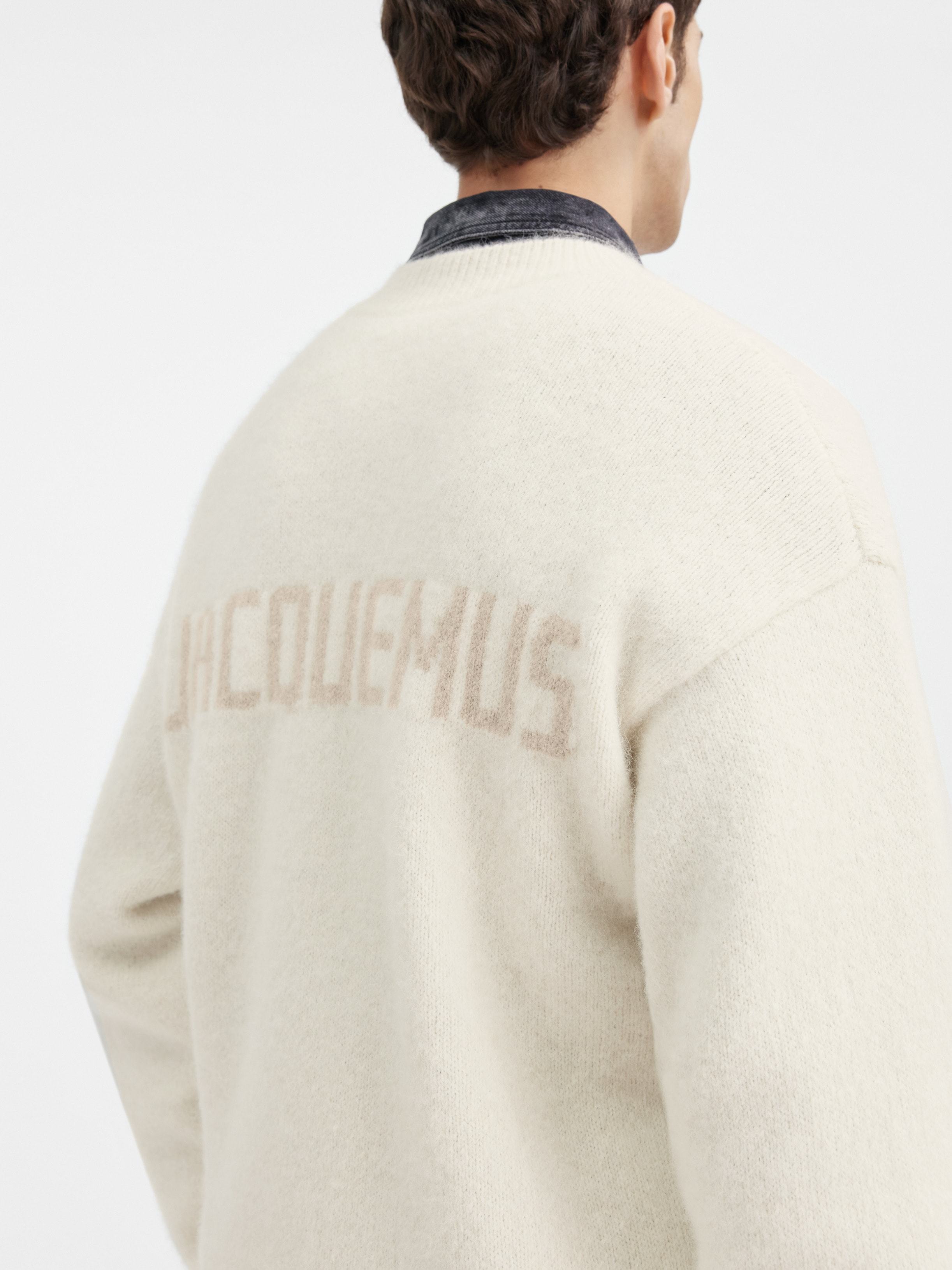 Jacquemus Logo Knit Sweater In White