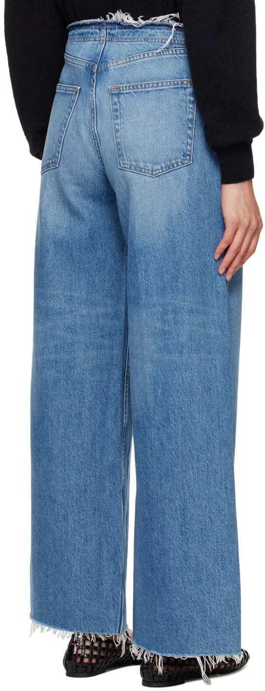 Frame Le Jane Raw Hem Crop Wide Leg Jeans In Blue