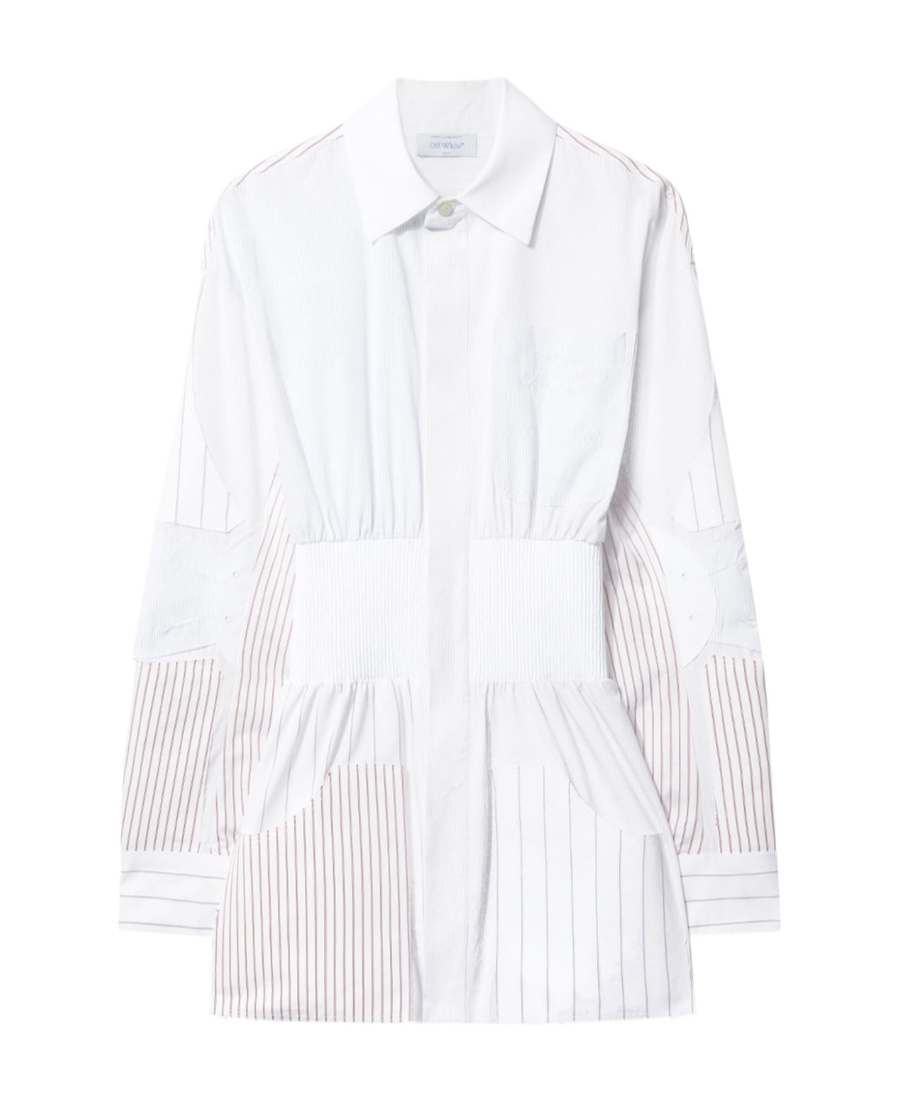 Off-white Motorcycle Long-sleeved Shirt Dress In White