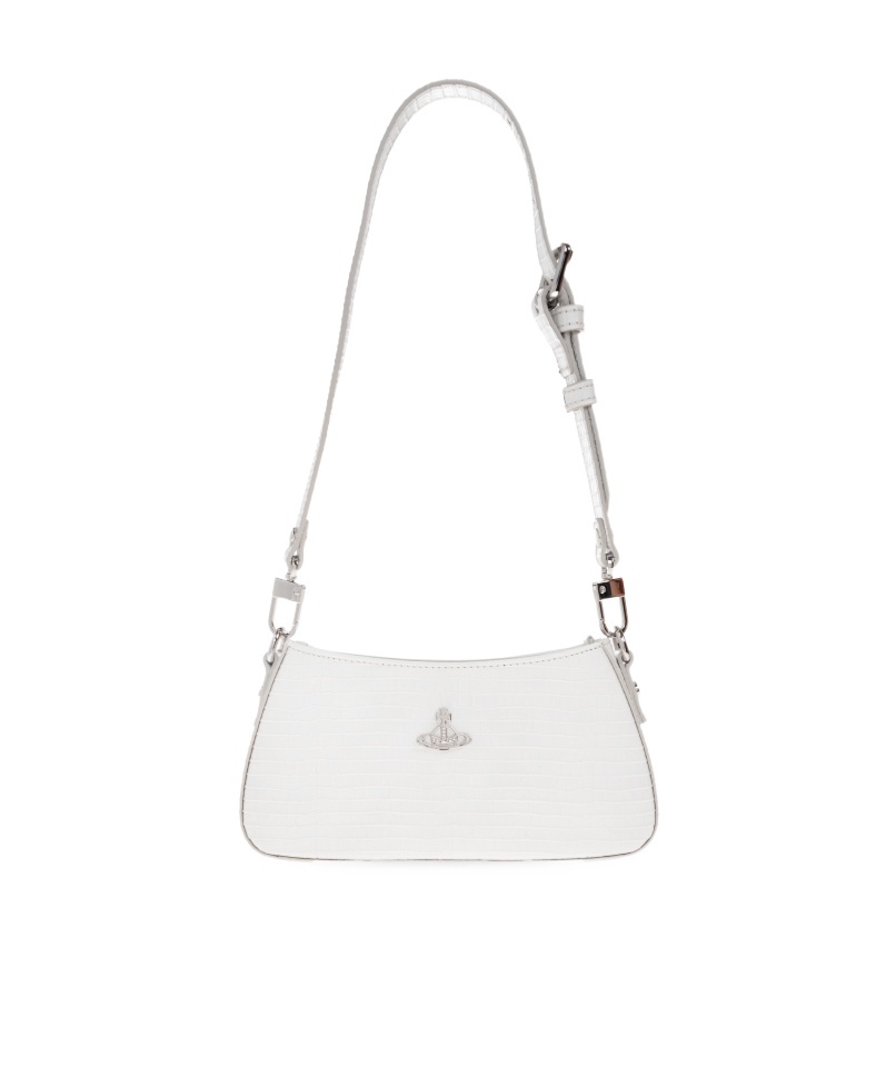 Vivienne Westwood Tasha Crocodile-effect Leather Shoulder Bag In White