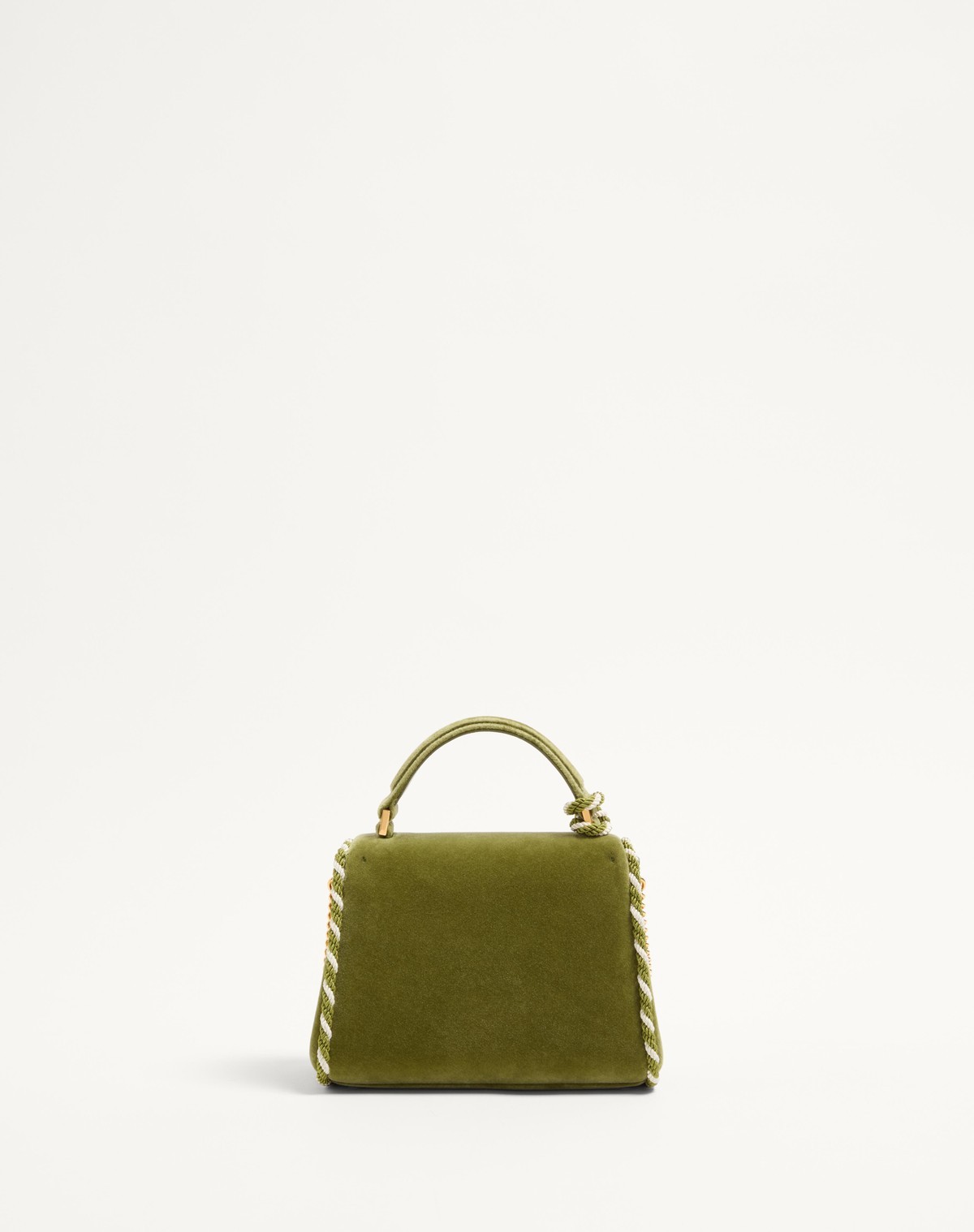 Valentino Garavani Mini Vsling Handbag In Velvet With Jewel Logo In Green