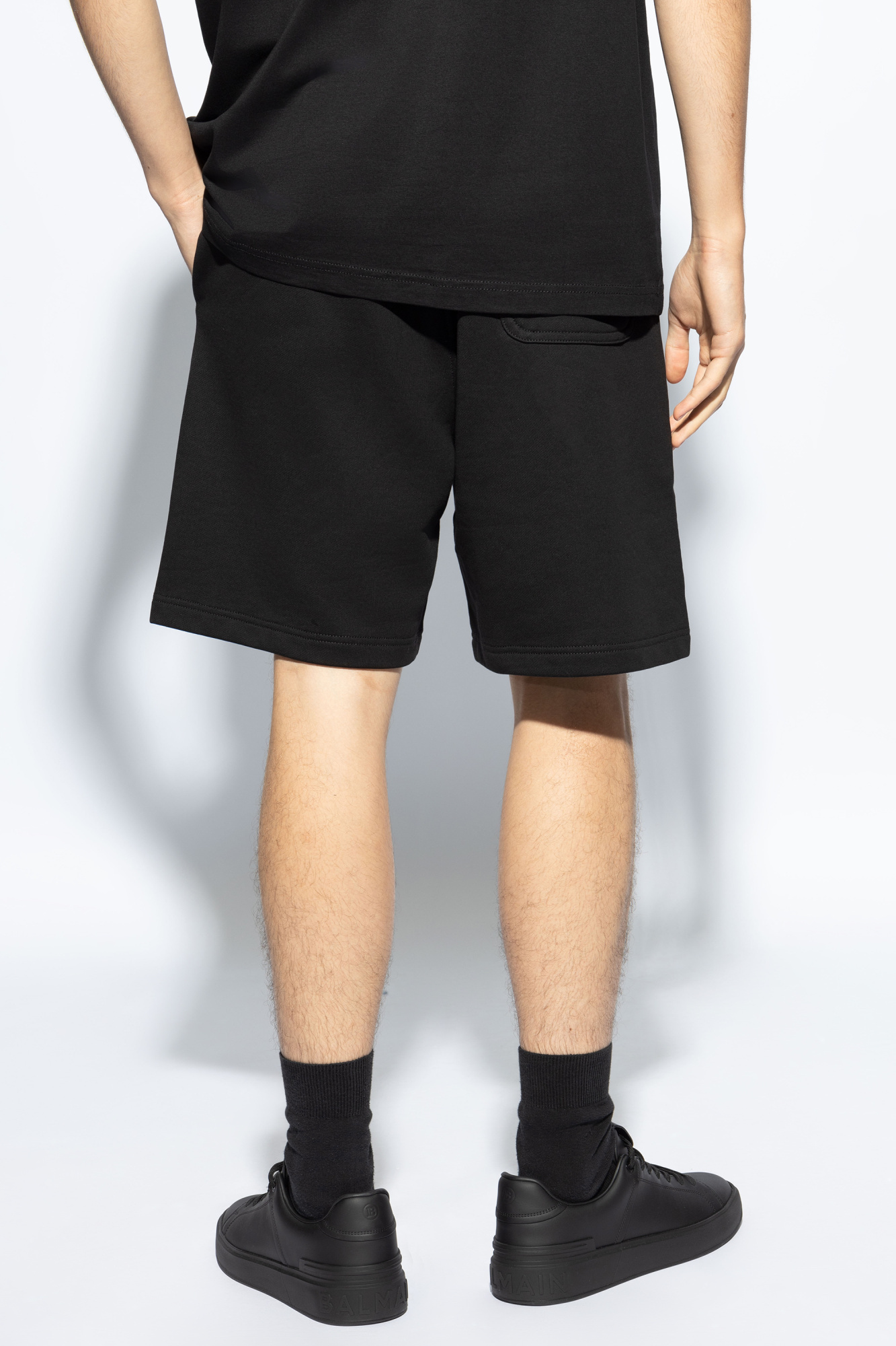 Diesel Elastic Waistband Shorts Back Pocket In Black