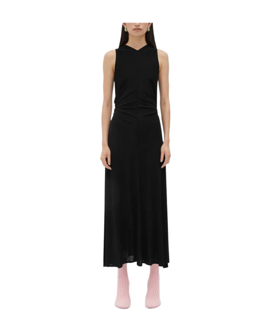 Bottega Veneta Long Dress In Viscose Jersey With Knot Ring In Black