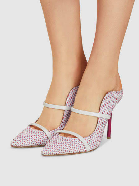 Malone Souliers Checked Striped Muller High Heels In Pink