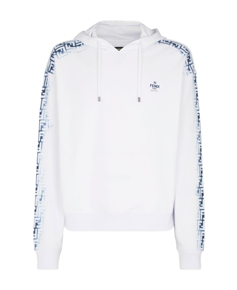 Fendi Ff-motif Drawstring Hoodie In White