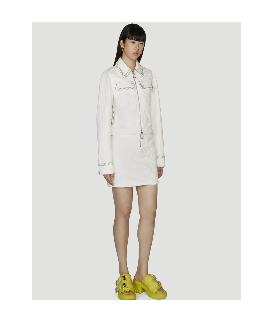 Bottega Veneta Contrast Stitching Mini Skirt In White