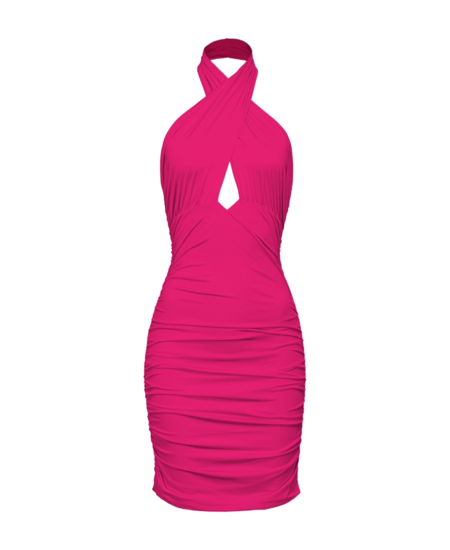 Pinko Halterneck Open-back Minidress In Pink