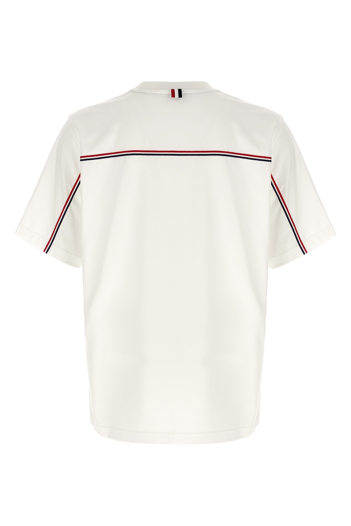 Thom Browne Rwb Knit Trim T-shirt White In White