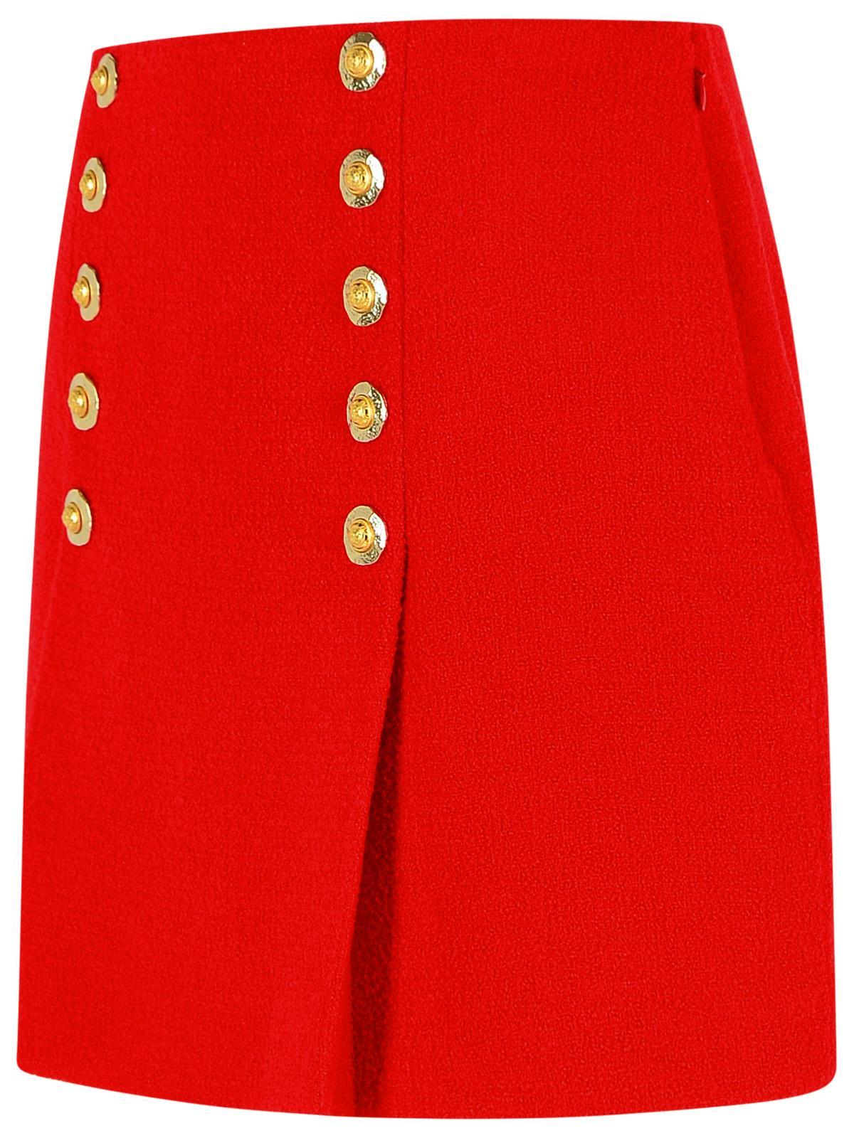 Balmain Side Zip Skirt In Red