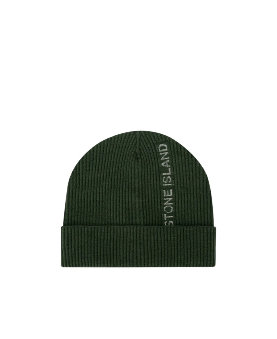 Stone Island Rib Stretch Wool Hat In Black
