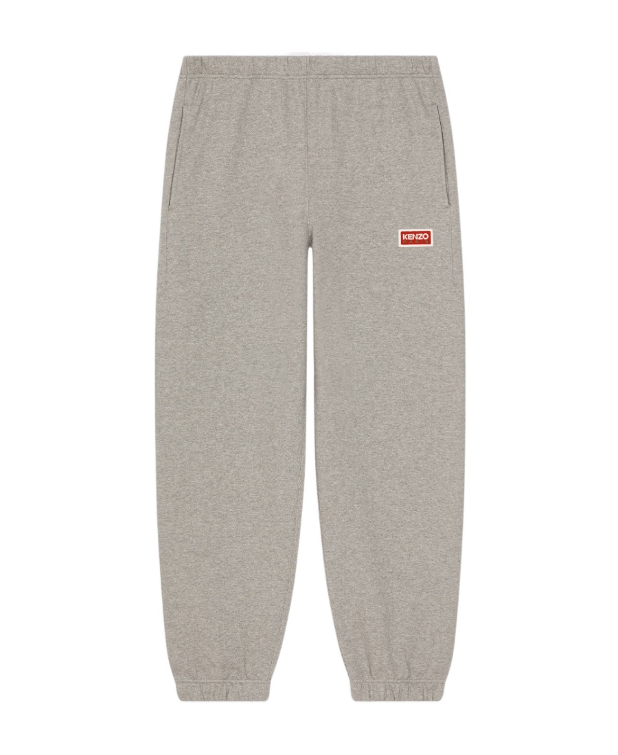 Kenzo Logo-patch Trousers In Gray