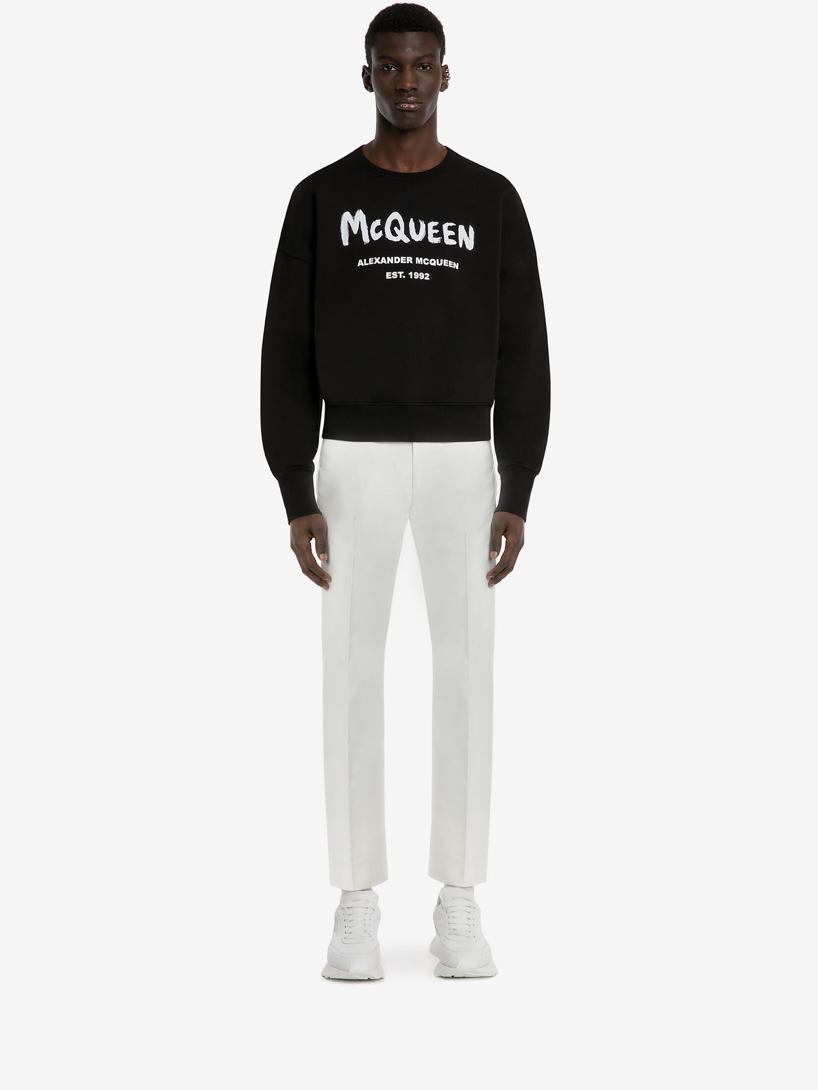 Alexander Mcqueen Graffiti Logo-print Cotton Sweatshirt In Black