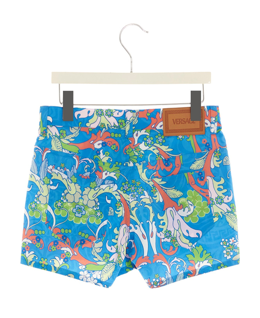 Versace Baroque-pattern Print Shorts In Blue