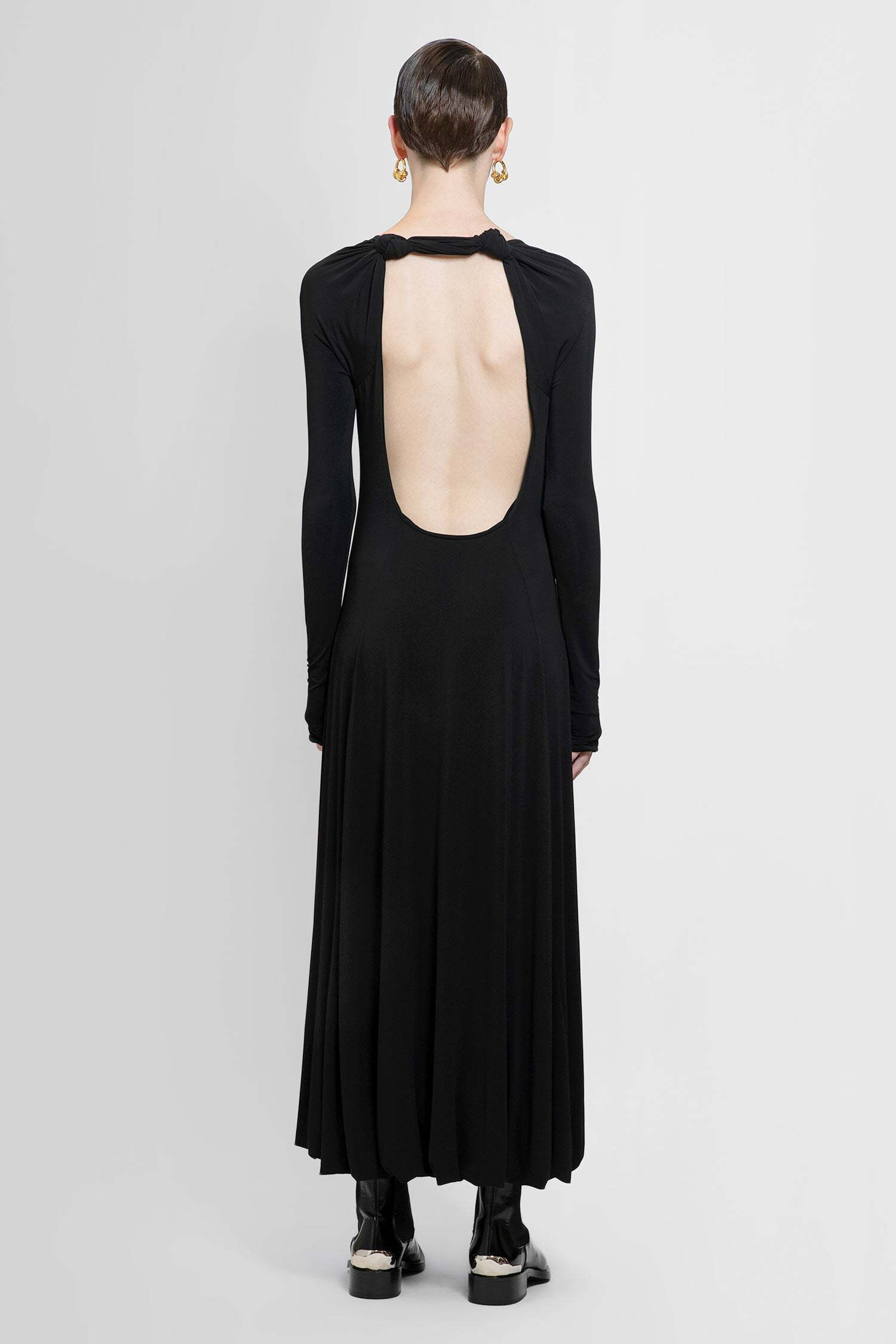 Jil Sander Open-back Midi Dress In Black