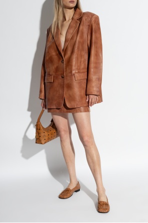 Mcm Monogram Moccasin In Lamb Leather In Brown