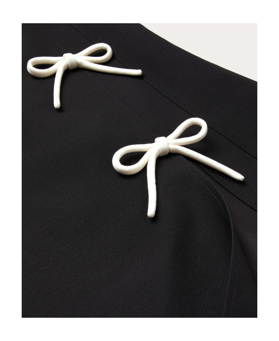 Valentino Crepe Couture Bow-embellished Minidress In Black