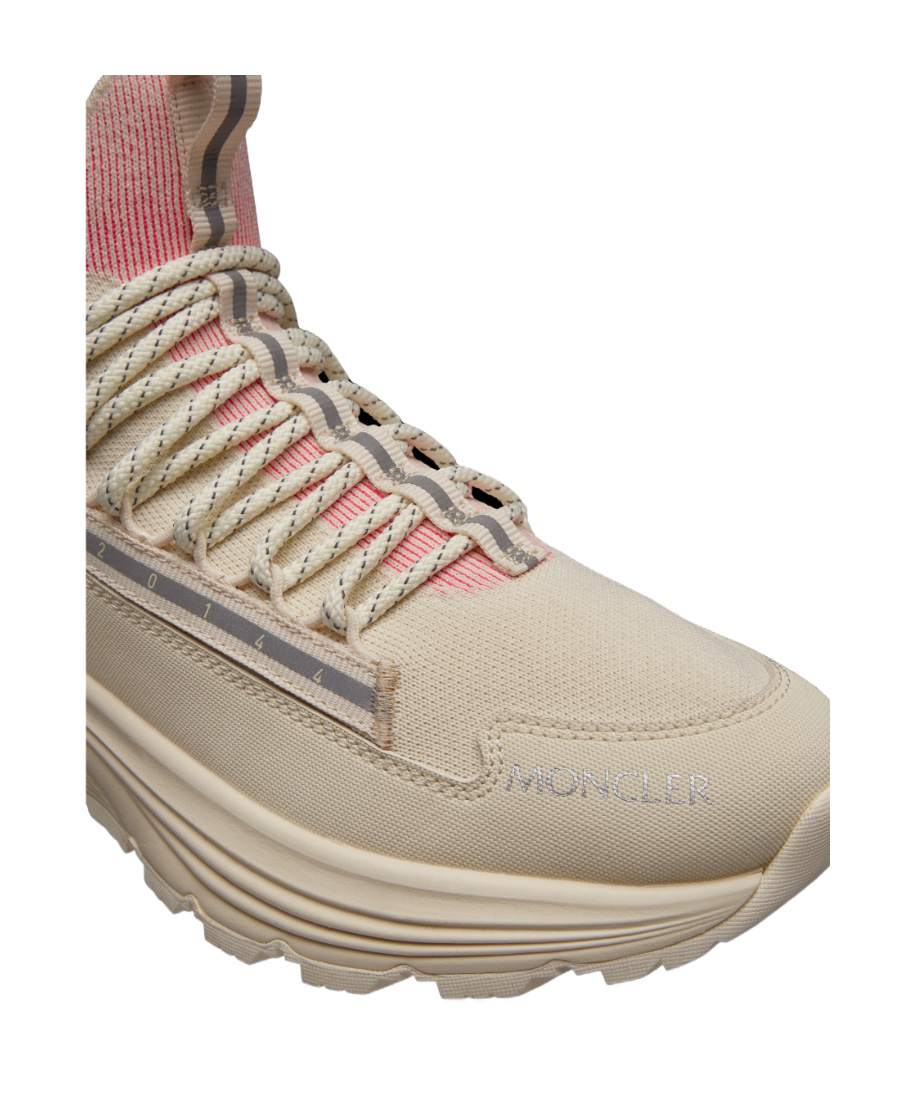 Moncler High-top Sneakers Light Runner Fabric Mix In Nude