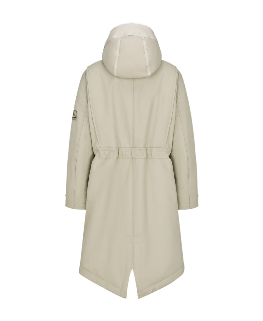 Dior Logo Hooded Coat In Nude
