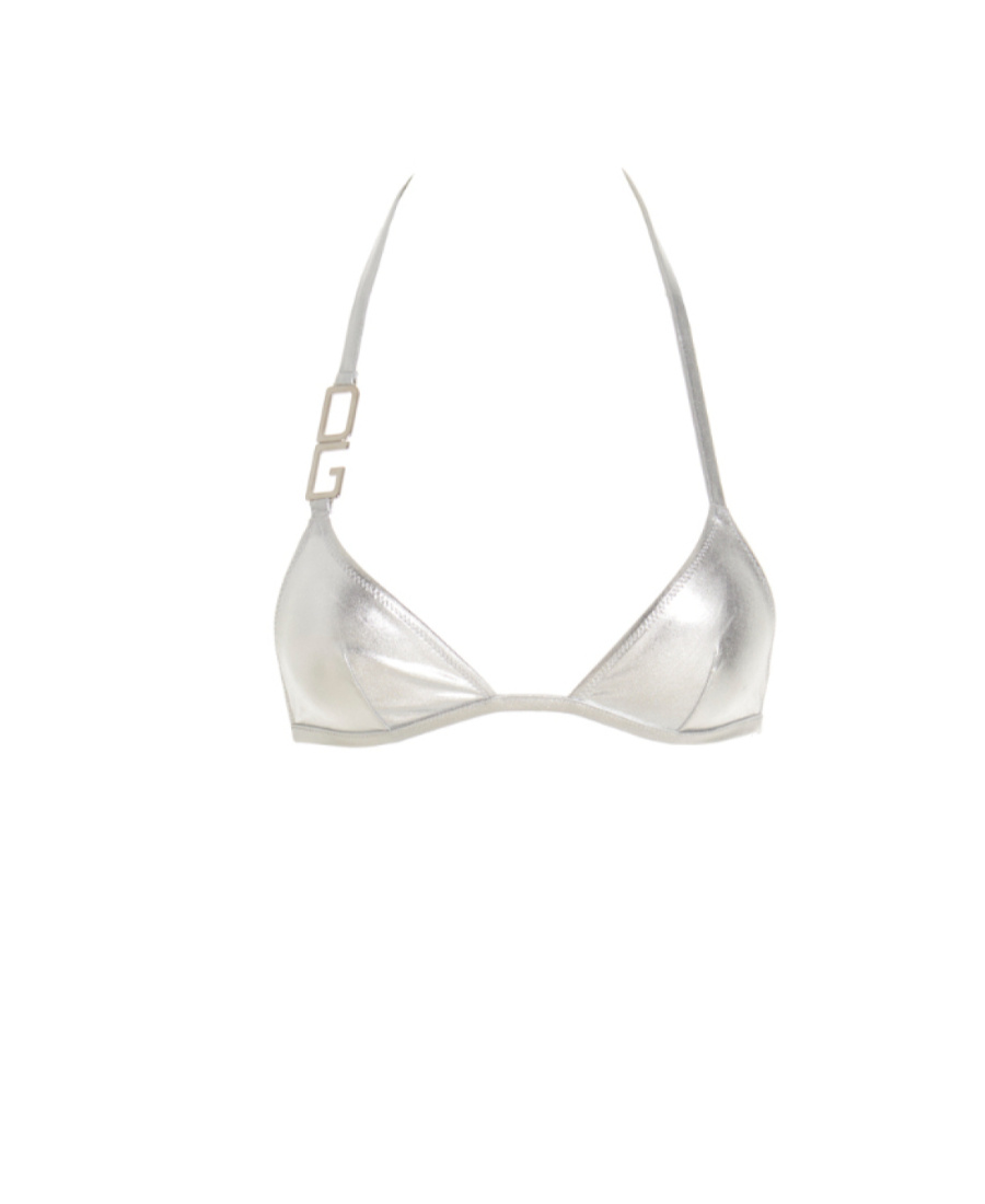 Dolce & Gabbana Triangle Bikini With Dg Logo In White