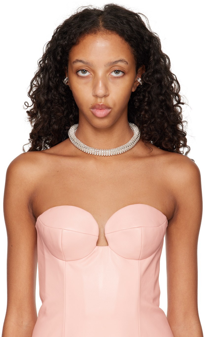 Magda Butrym Crystal Mesh Necklace In White