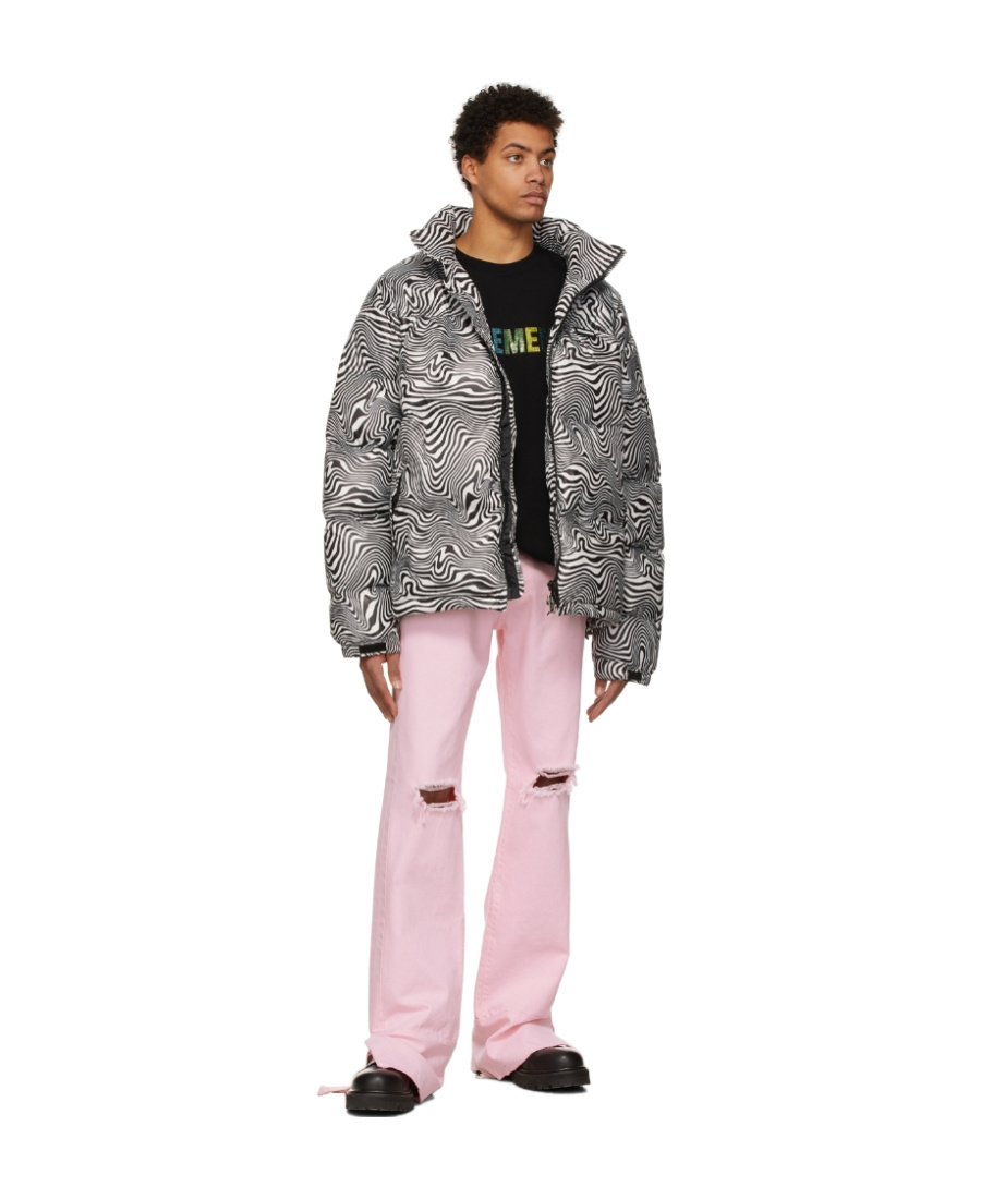 Vetements Logo Pattern Down Jacket In Gray