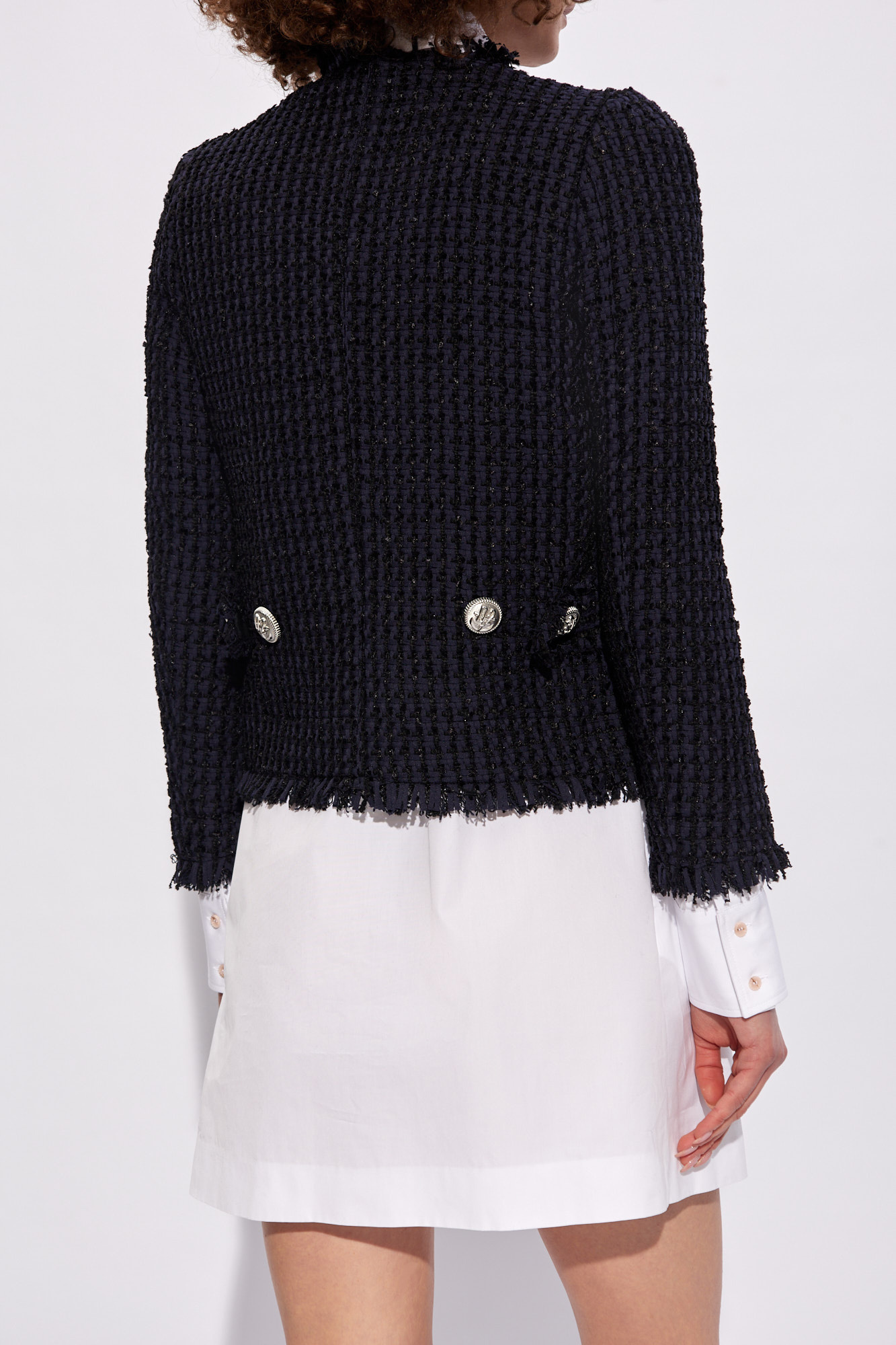 Dsquared2 Manhattan Bouclé Jacket With Adjustable Straps In Black