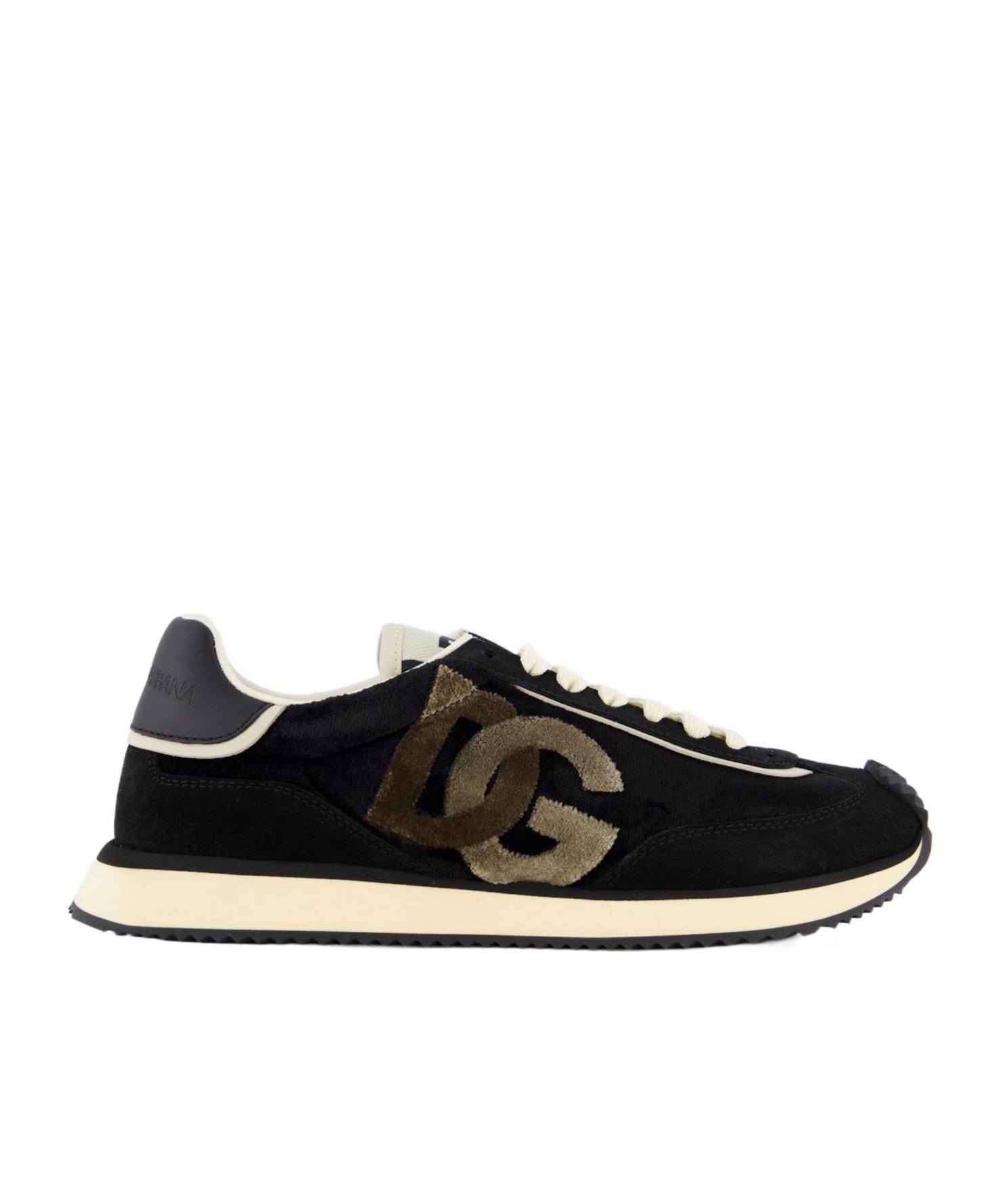Dolce & Gabbana Low Top Leather Sneakers With Contrast Sole In Black