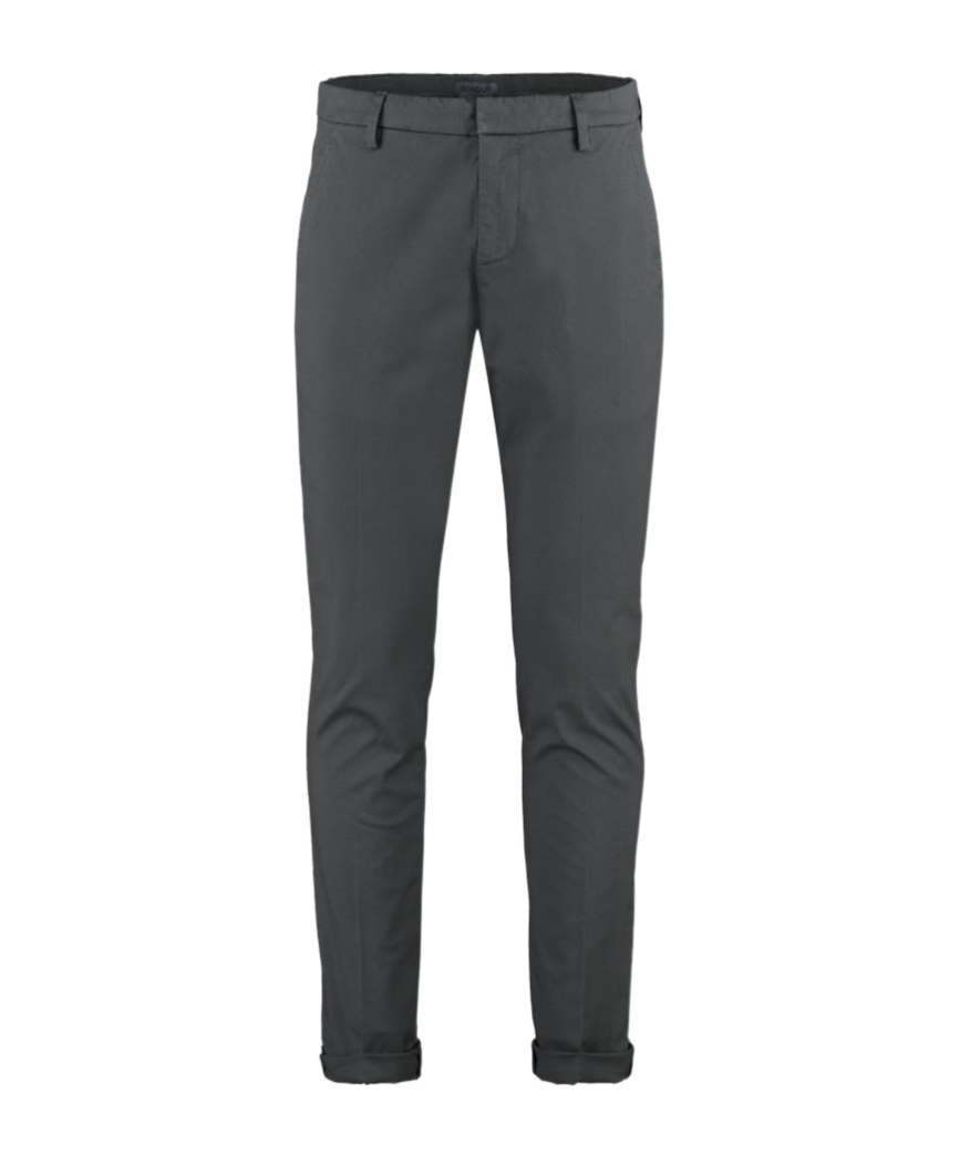 Dondup Cuffed Hem Stretch Cotton Trousers In Black