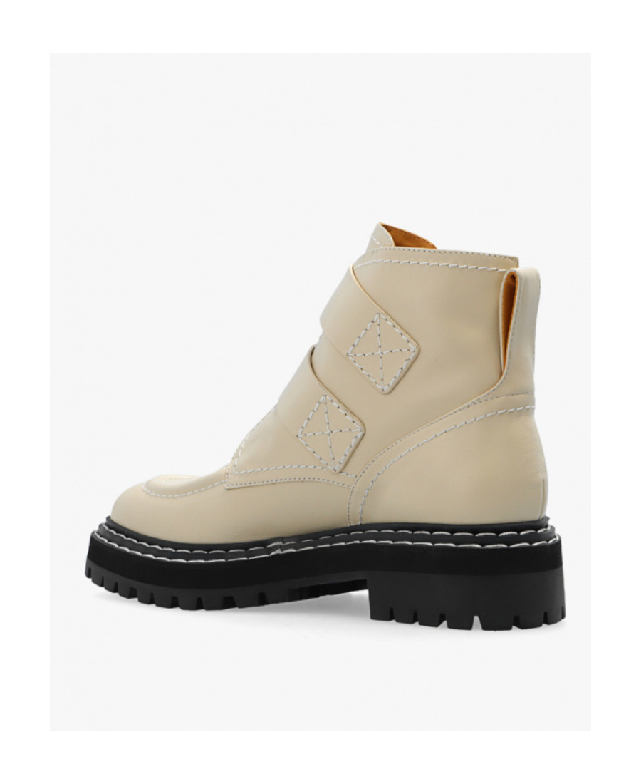 Proenza Schouler Beige Lug Sole Buckle Boots In Nude