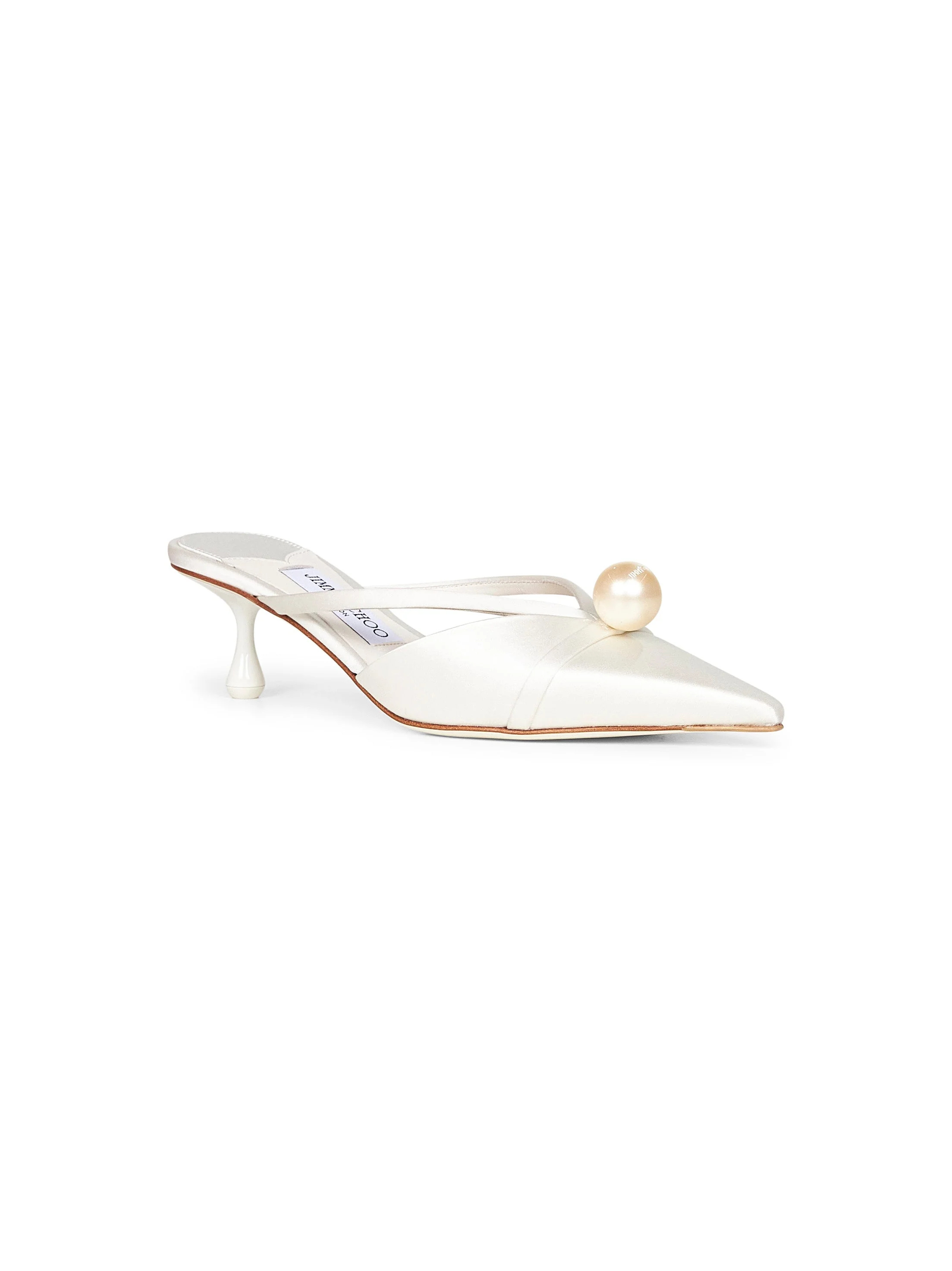 Jimmy Choo 50mm Pearl-embellished Pointed-toe Mules In Neutral