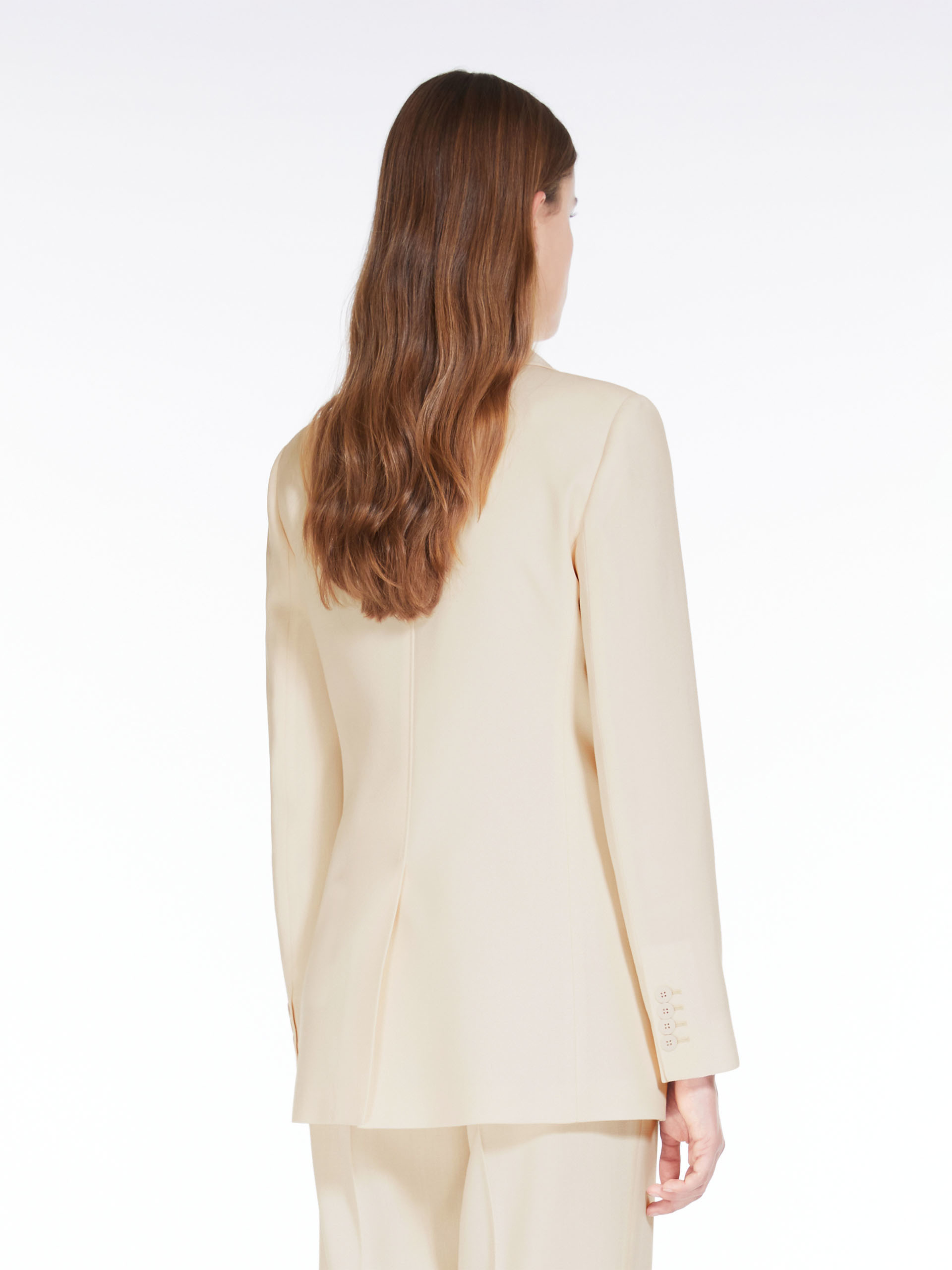 Max Mara Wool Double-breasted Suit Jacket In White