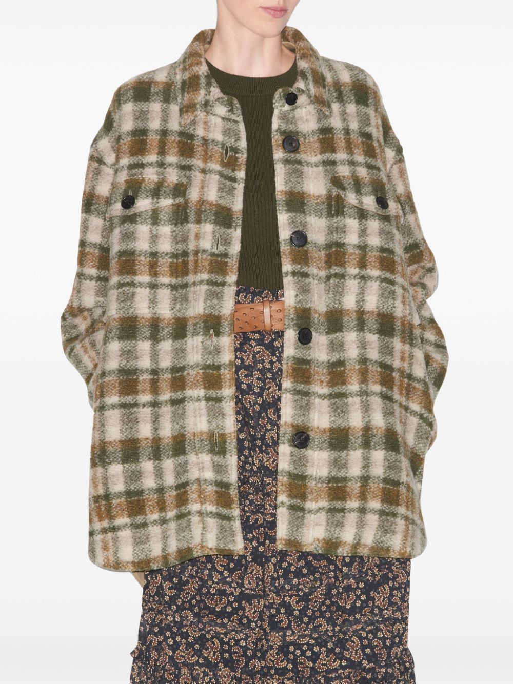 Isabel Marant Étoile Check Pattern Asymmetric Hem Coat In Nude