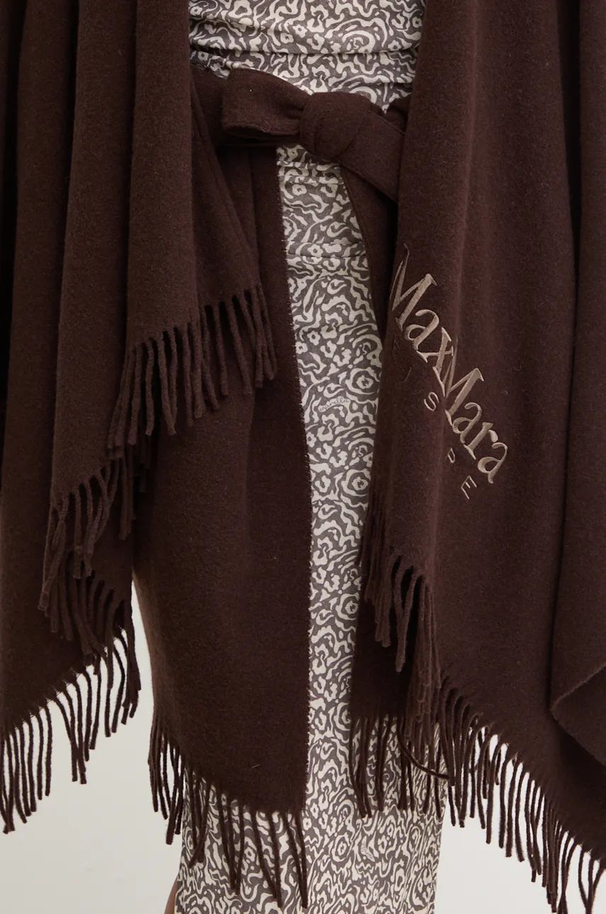 Max Mara Fringed Cloak In Black