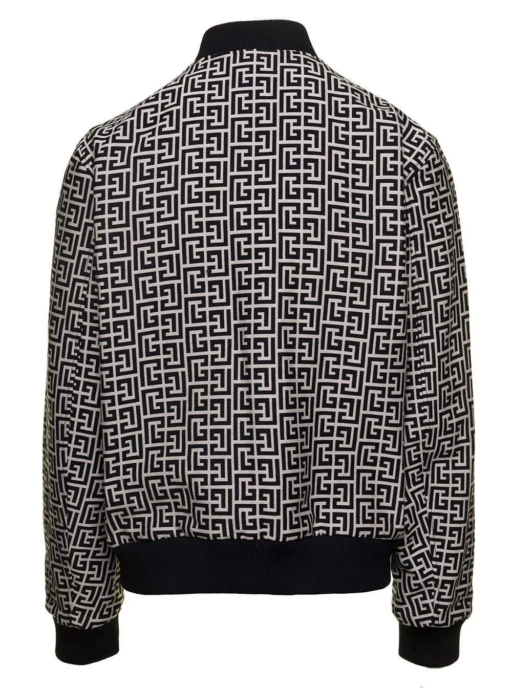 Balmain Monogram-pattern Reversible Bomber Jacket In Black