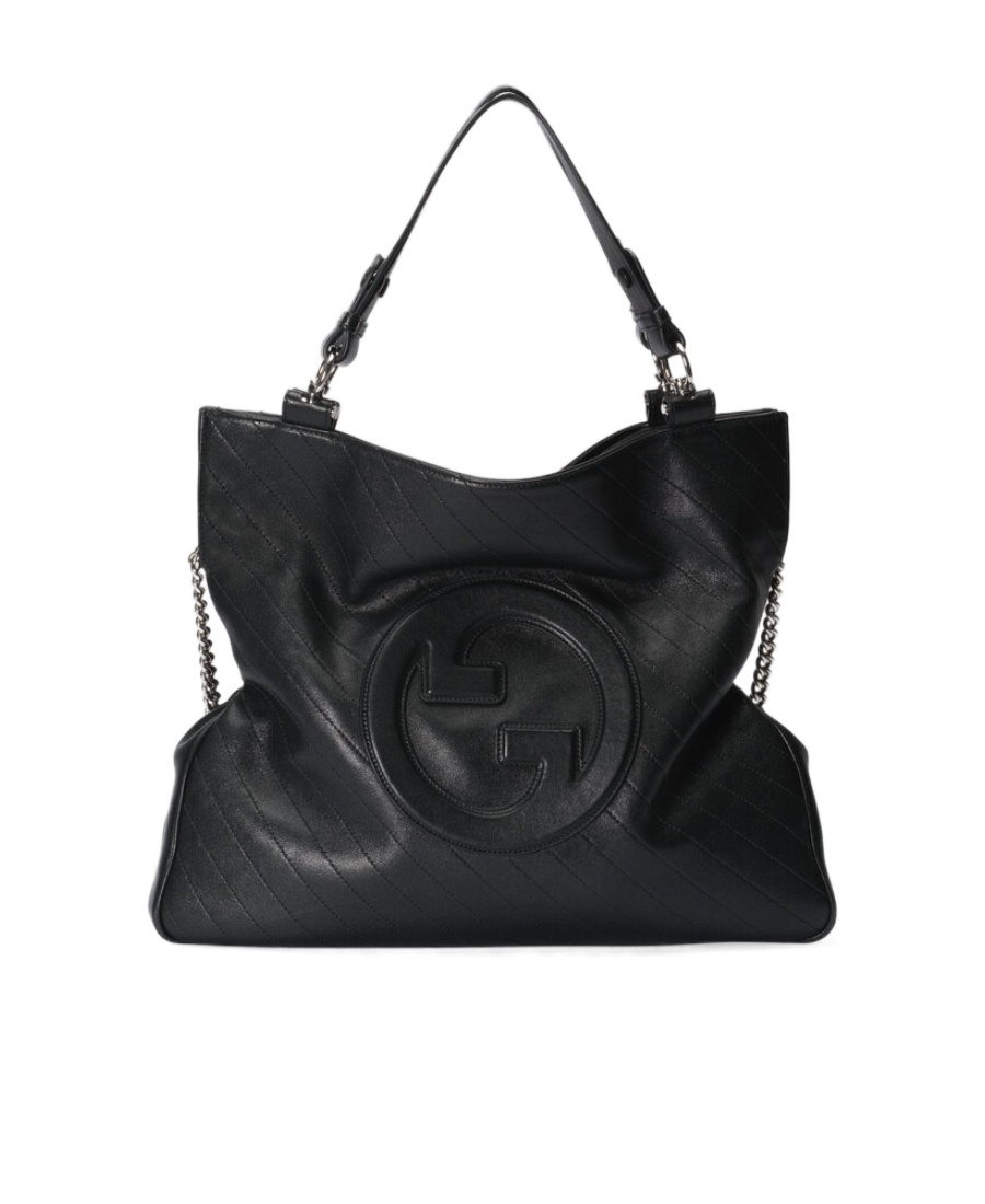 Gucci Interlocking G Leather Tote Bag In Black