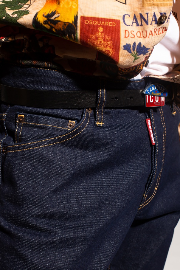 Dsquared2 Straight-leg Cotton Denim Jeans With Logo Detail In Animal Print