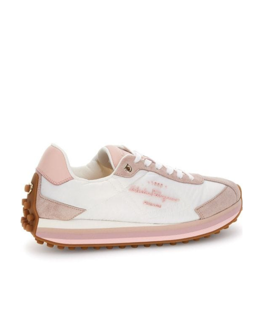 Ferragamo Iggy Colorblock-heel Retro Sneakers In White