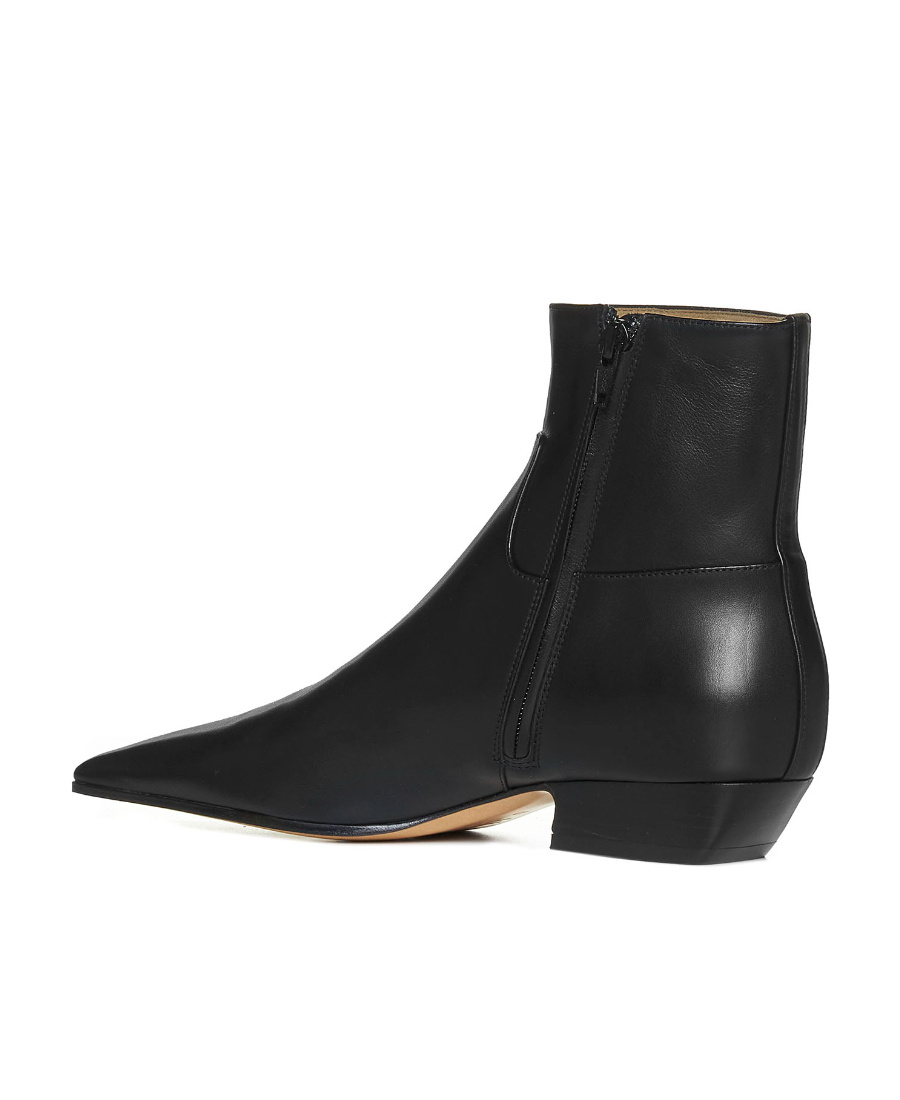 Shop Khaite Marfa 30mm Leather Ankle Boots In Black