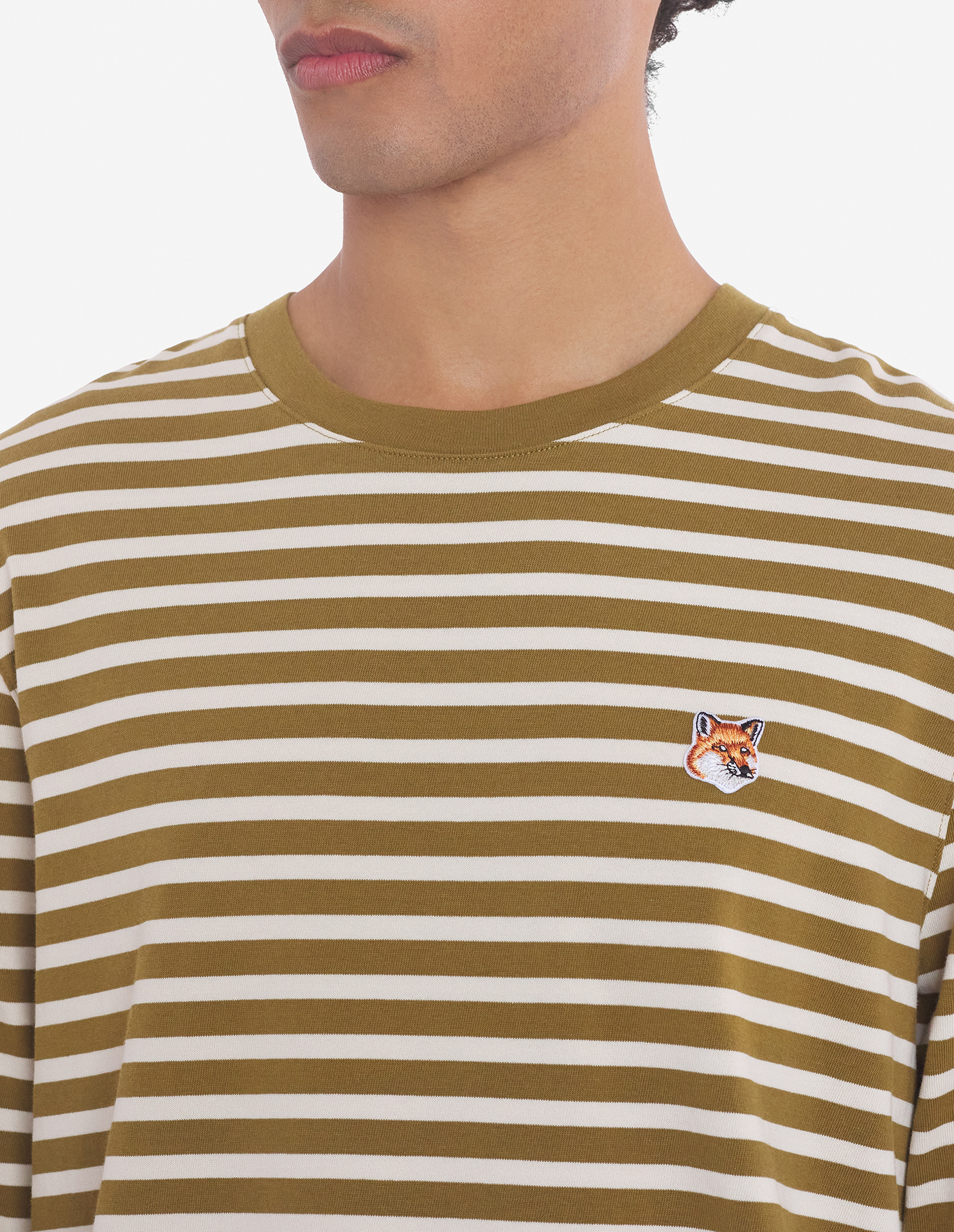 Maison Kitsuné Khaki Bold Fox Head Long Sleeve T-shirt In Brown