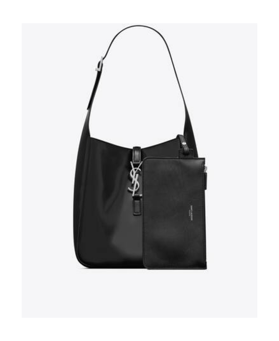 Saint Laurent Le 5 À 7 Soft Small In Spazzolato-effect Textile In Black