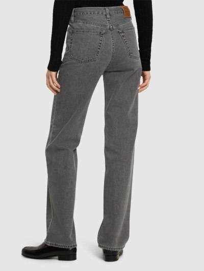 TOTÊME DENIM TROUSERS WITH LOGO AFFIXED