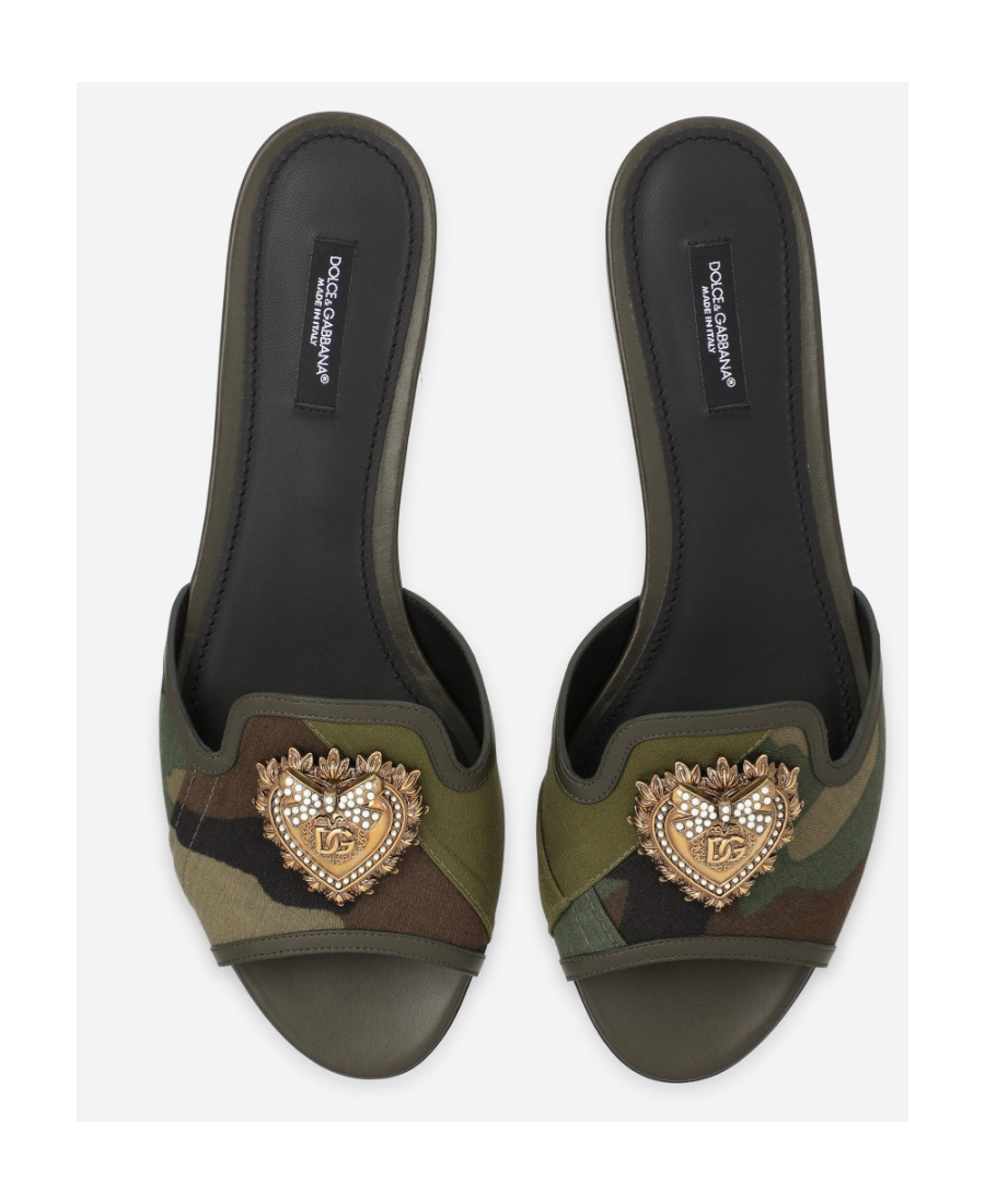 Dolce & Gabbana Women's Bianca Camouflage Gabardine Slides In Black