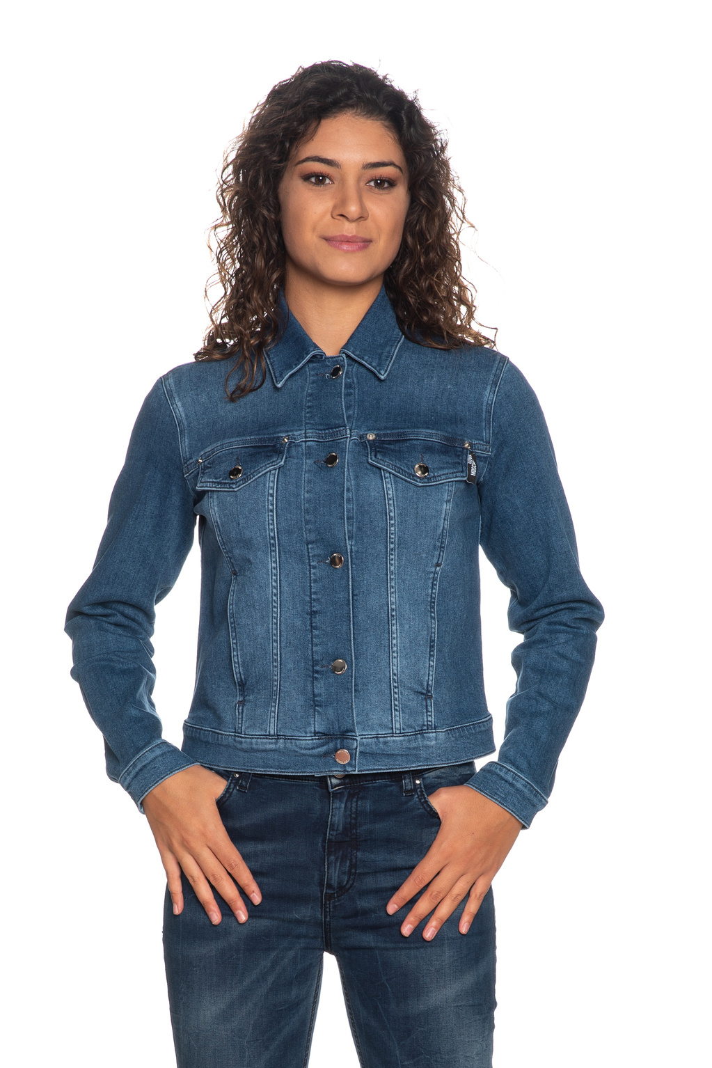 Moschino Logo Rear Printing Built-in Jacket In Blue