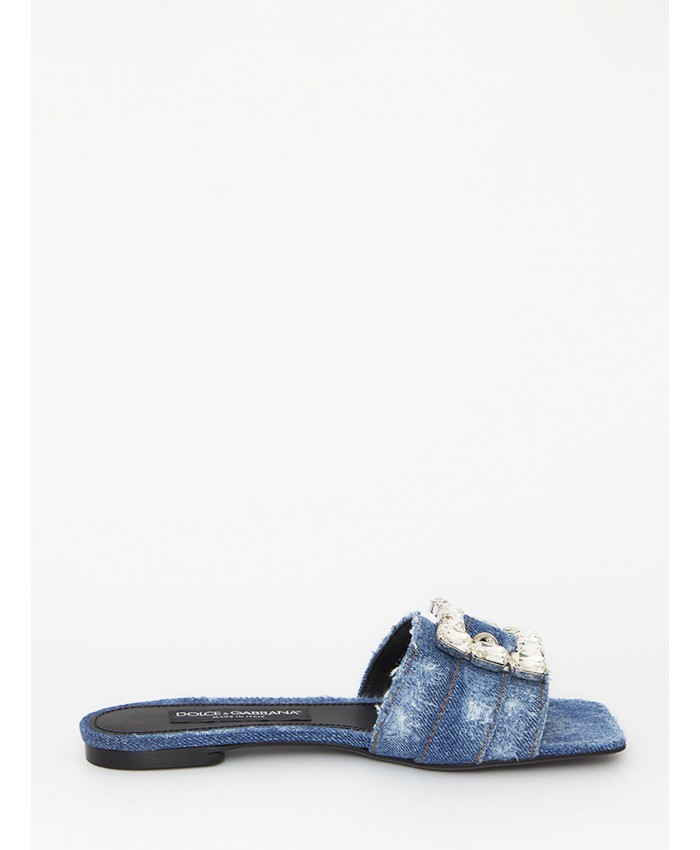 Dolce & Gabbana Buckle-detail Slides In Blue