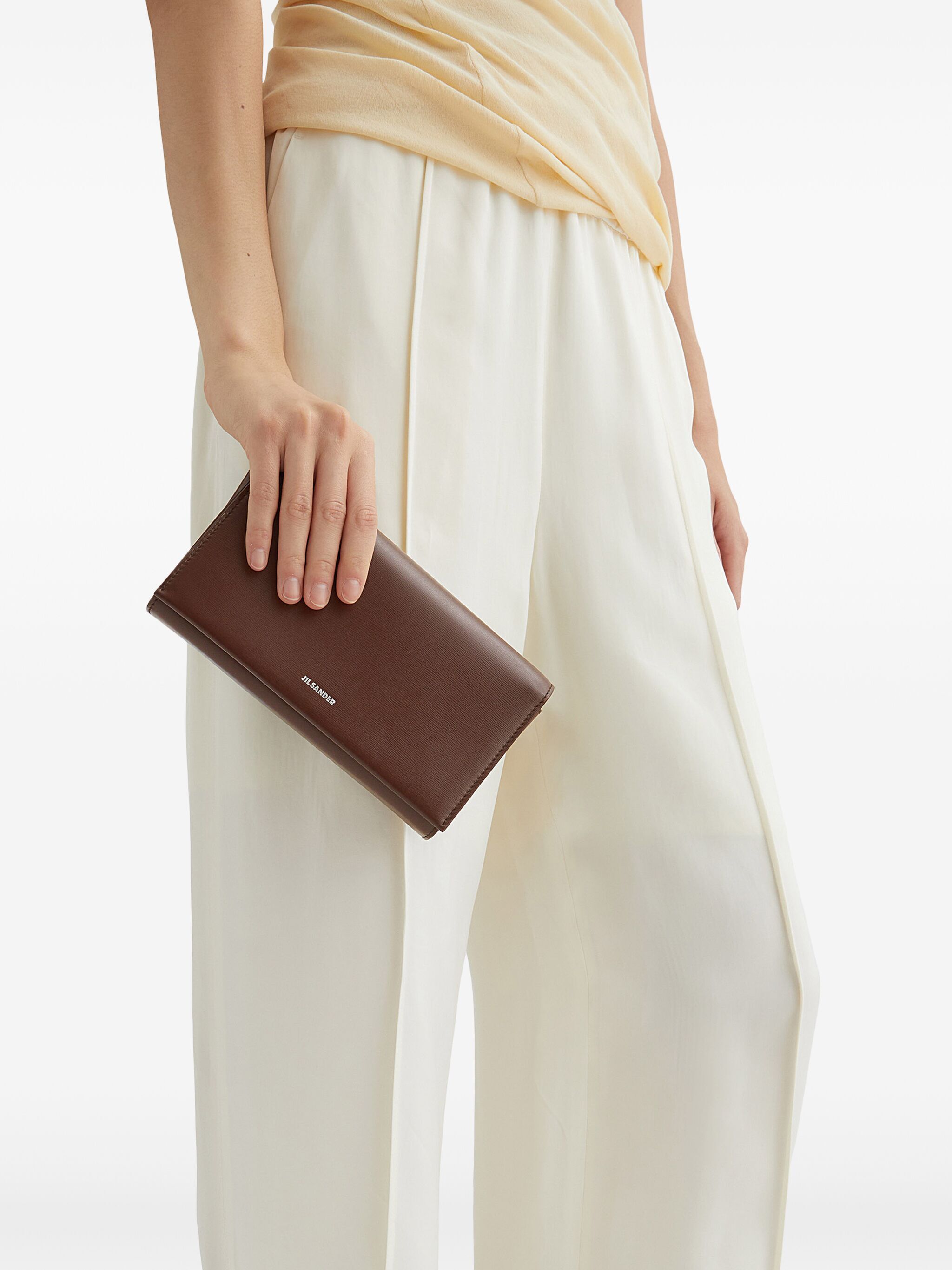 Jil Sander Small Empire Leather Shoulder Bag In White