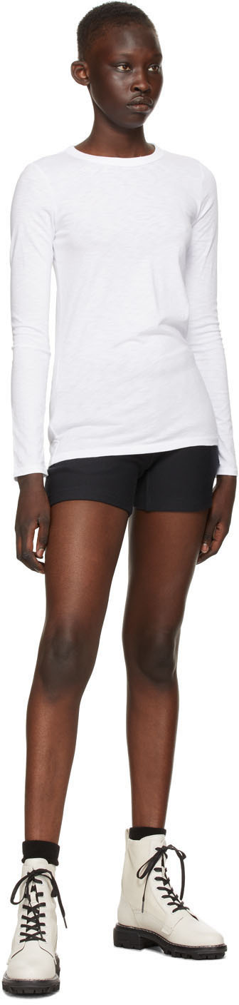 Rag & Bone Logo Round Collar Long-sleeved T-shirt In White